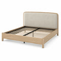 Bettgestell 160 × 200 cm in Natur, Beige und Schwarz mit gepolstertem Kopfteil und Lattenrost