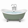 Freistehende Acryl-Badewanne 170 × 78 × 77 cm in Grün und Weiß mit verchromten Füßen
