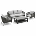 4-teiliges Gartenmöbel-Set für 5 Personen, Dunkelgrau/Hellgrau, Sofa 190 × 75 × 78 cm, Sessel 75 × 75 × 78 cm, Tisch 110 × 60 × 45 cm