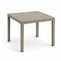 Quadratischer Gartentisch aus Metall in Taupe mit Lamellenplatte, 80 × 80 × 75 cm