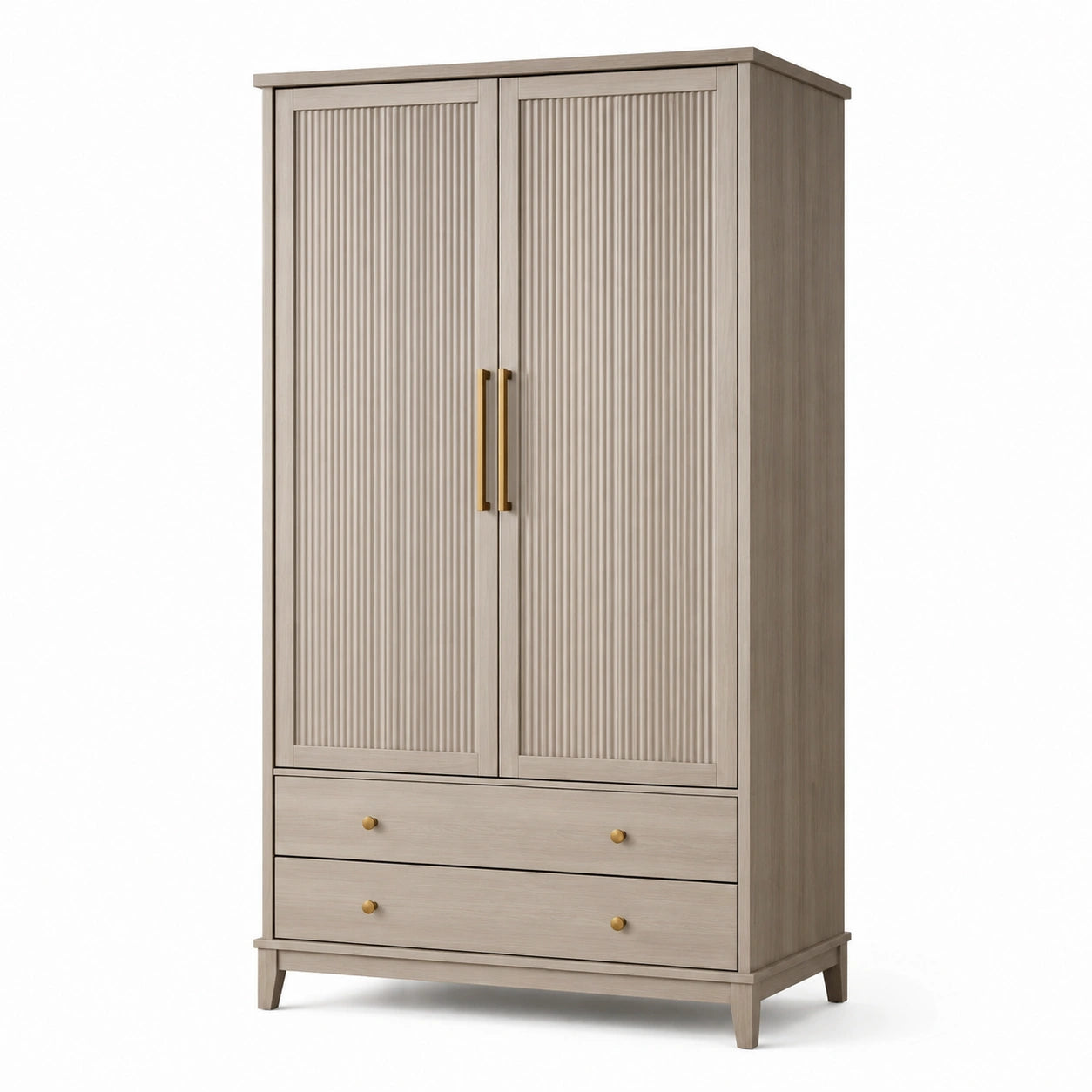 Kleiderschrank in Greige, 100 × 55 × 190 cm, 2 Türen und 2 Schubladen