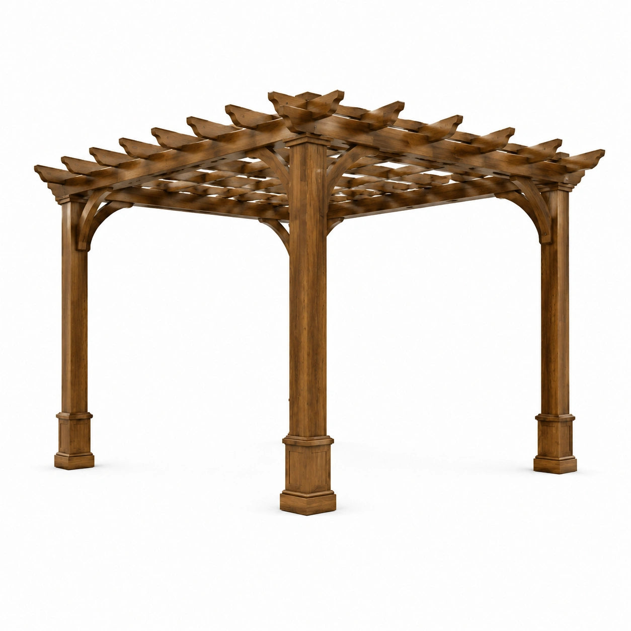 Gartenpergola aus Holz, Braun, 300 × 300 × 250 cm, quadratisch mit offenem Lamellendach