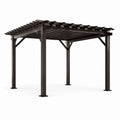 Freistehende Metall-Pergola mit offenem Lamellendach, 300 × 300 × 250 cm, Dunkelbraun