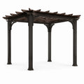 Dunkelbraune Holzpergola mit offenem Lamellendach, 300 × 300 × 250 cm